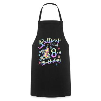 Rolling Into My 8th Birthday Roller Skater Inline - Cooking Apron - black - Front - AI Model Male 185 dark (185cm)