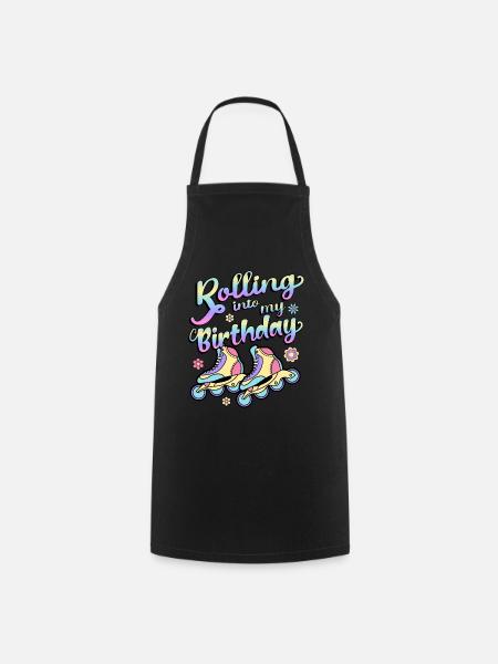 Rolling Into My Birthday Roller Skater Inline - Cooking Apron - black