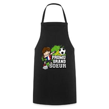 Promu Grand Soeur Drôle de footballeur - Tablier de cuisine - noir - Devant - AI Model Male 185 dark (185cm)