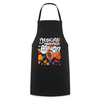 Medicine for Happiness at Autumn Cat Gummies - Cooking Apron - black - Front - AI Model Male 185 dark (185cm)