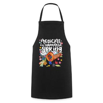 Medicine to Happiness at Spring Cat Gummies - Cooking Apron - black - Front - AI Model Male 185 dark (185cm)