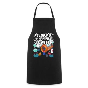 Medicine to Happiness at Winter Cat Gummies - Cooking Apron - black - Front - AI Model Male 185 dark (185cm)
