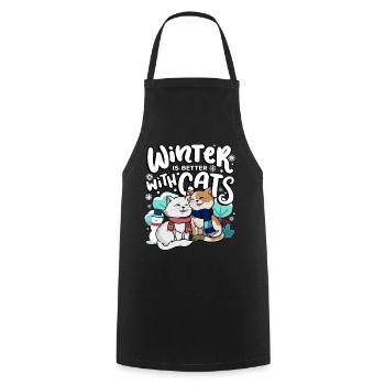 Winter is better with cats autumn season - Cooking Apron - black - Front - AI Model Male 185 dark (185cm)