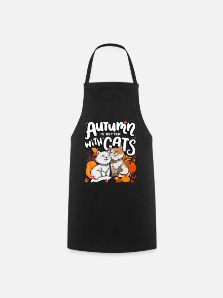 L’automne est meilleur avec les chats saison d’automne - Tablier de cuisine - noir