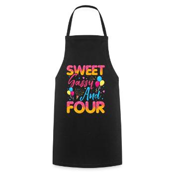 Sweet Sassy et quatre saupoudrages délicieux beignet - Tablier de cuisine - noir - Devant - AI Model Male 185 dark (185cm)