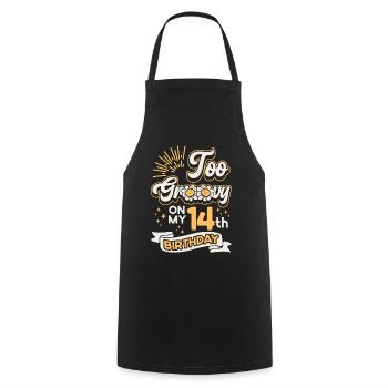 Too Groovy On My 14th Birthday Fourteen Years Old - Cooking Apron - black - Front - AI Model Male 185 dark (185cm)