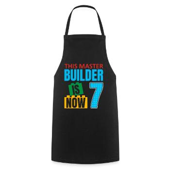 This Builder Is Now 7, Toy Blocks 7. - Cooking Apron - black - Front - AI Model Male 185 dark (185cm)