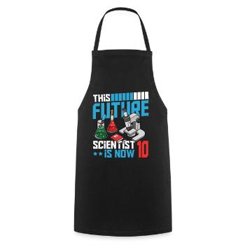 This future scientist is now 10 - Cooking Apron - black - Front - AI Model Male 185 dark (185cm)
