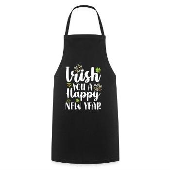 Irish You A Happy New Year Green Cloverleaf - Cooking Apron - black - Front - AI Model Male 185 dark (185cm)