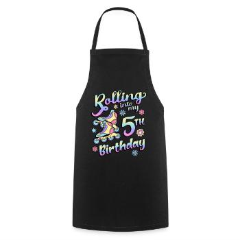 Rolling Into My 5th Birthday Roller Skater Inline - Cooking Apron - black - Front - AI Model Male 185 dark (185cm)