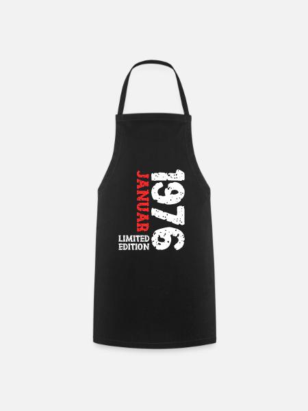 1976 Januar Limited Edition Deko Geburtstag Outfit - Kochschürze - Schwarz