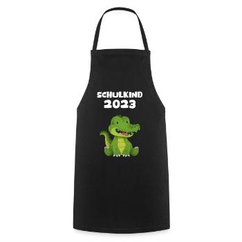 Schulkind 2023 Krokodil Einschulung Erstklässler - Kochschürze - Schwarz - Vorne - AI Model Male 185 dark (185cm)