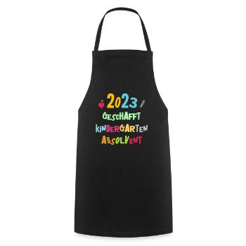 Kindergarten Absolvent 2023 Geschafft Einschulung - Kochschürze - Schwarz - Vorne - AI Model Male 185 dark (185cm)