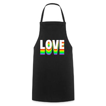 Love Text Regenbogen - Kochschürze - Schwarz - Vorne - AI Model Male 185 dark (185cm)