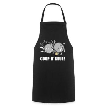 Pétanque Coup de Boule Humour Bouliste - Tablier de cuisine - noir - Devant - AI Model Male 185 dark (185cm)