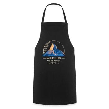 Matterhorn Zermatt Wandern Tour Bergtour Souvenir - Kochschürze - Schwarz - Vorne - AI Model Male 185 dark (185cm)