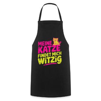 Meine Katze findet mich witzig, Katzen Humor - Kochschürze - Schwarz - Vorne - AI Model Male 185 dark (185cm)