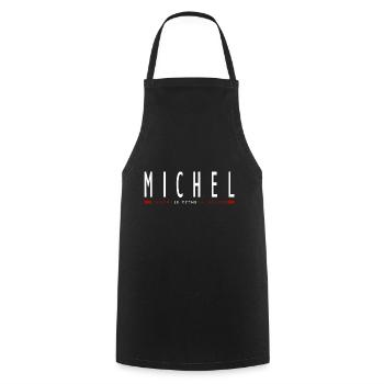 MICHEL prénom cadeau t-shirt personnalisé michel - Tablier de cuisine - noir - Devant - AI Model Male 185 dark (185cm)