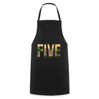Jungle birthday zoo animal 5 years old - Cooking Apron - black - Front - AI Model Male 185 dark (185cm)