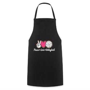 Peace Love Volleyball Volleyball Player - Cooking Apron - black - Front - AI Model Male 185 dark (185cm)
