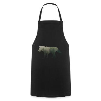 Loup de glace - Tablier de cuisine - noir - Devant - AI Model Male 185 dark (185cm)
