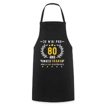 cadeau anniversaire 80 ans 18 expérience - Tablier de cuisine - noir - Devant - AI Model Male 185 dark (185cm)