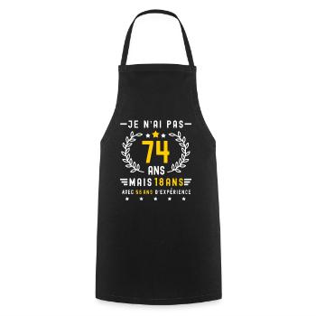 cadeau anniversaire 74 ans 18 expérience - Tablier de cuisine - noir - Devant - AI Model Male 185 dark (185cm)