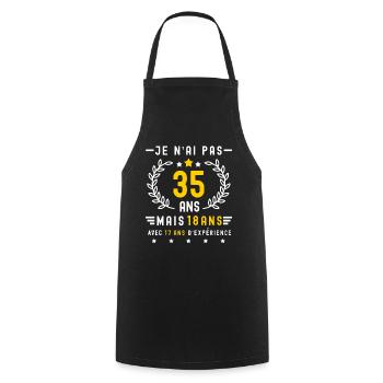 cadeau anniversaire 35 ans 18 expérience - Tablier de cuisine - noir - Devant - AI Model Male 185 dark (185cm)