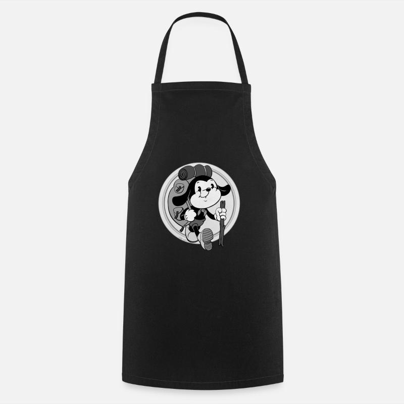 aventurier rétro avec sac à dos - Tablier de cuisine - noir