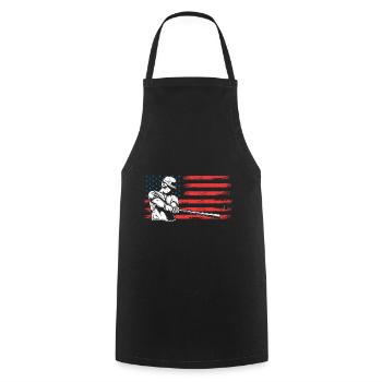 Amerikanische Flagge Patriotischer Baseball - Kochschürze - Schwarz - Vorne - AI Model Male 185 dark (185cm)