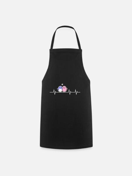 Deux oiseaux mignons - Cœur à cœur - Tablier de cuisine - noir