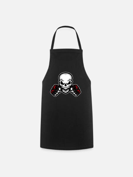 MMA crâne - gris ombre - Tablier de cuisine - noir