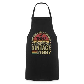 Vintage 1997 Birthday Gift 1997 - Born in 1997 - Cooking Apron - black - Front - AI Model Male 185 dark (185cm)