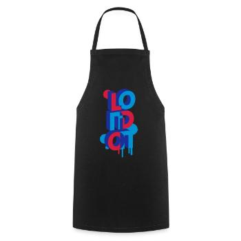 Londres en lettres 3D - Tablier de cuisine - noir - Devant - AI Model Male 185 dark (185cm)