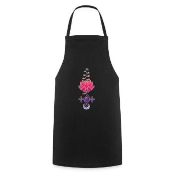 Ethereal Lotus Flower Symbol - Cooking Apron - black - Front - AI Model Male 185 dark (185cm)