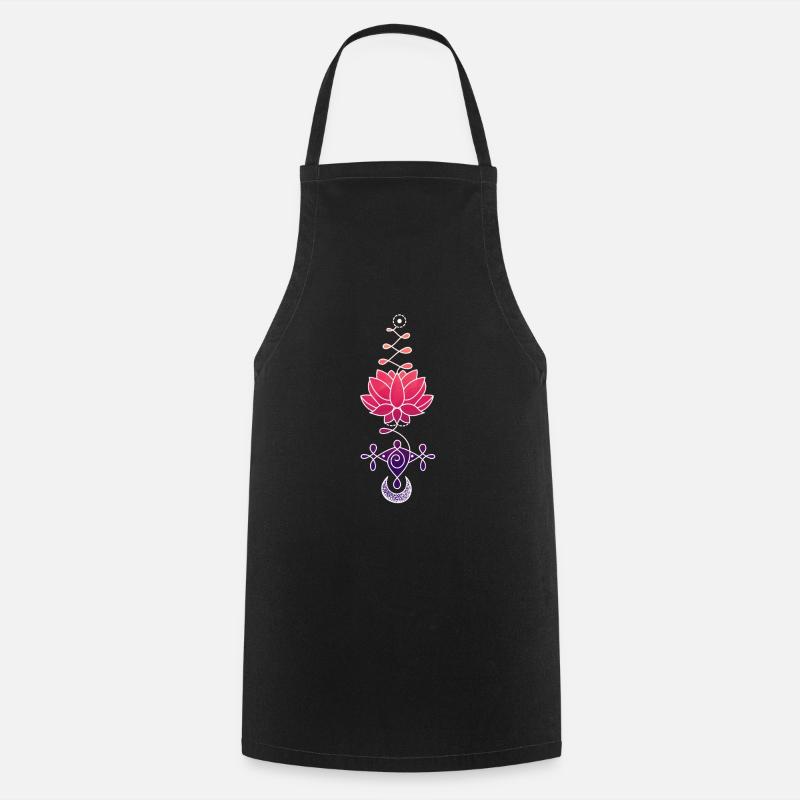 Symbole de Fleur de Lotus Éthérée - Tablier de cuisine - noir
