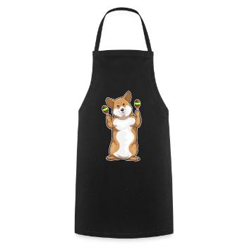 Corgi Musician Rattle Music - Cooking Apron - black - Front - AI Model Male 185 dark (185cm)