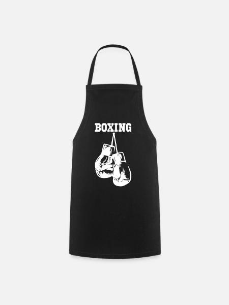Gants de boxe blancs - Tablier de cuisine - noir