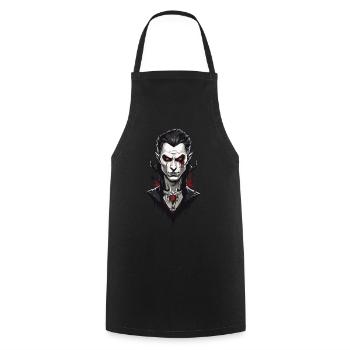 Retro Vampir Design Grusel Halloween Filmabend - Kochschürze - Schwarz - Vorne - AI Model Male 185 dark (185cm)