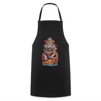 Esthétique du Lion du Temple Asiatique Lion Chinois - Tablier de cuisine - noir - Devant - AI Model Male 185 dark (185cm)