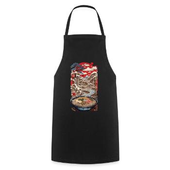 Vintage Ramen Ukiyo-e Streetwear Art Design - Cooking Apron - black - Front - AI Model Male 185 dark (185cm)