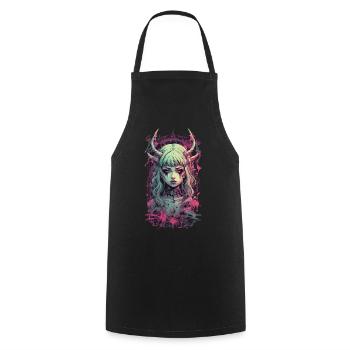 Pastel Goth Demon Gothic Girl Streetwear Design - Kochschürze - Schwarz - Vorne - AI Model Male 185 dark (185cm)
