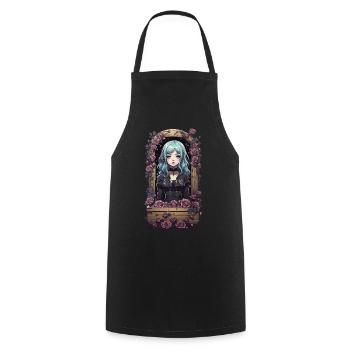 Kawaii Anime Goth Girl Vintage Design - Cooking Apron - black - Front - AI Model Male 185 dark (185cm)