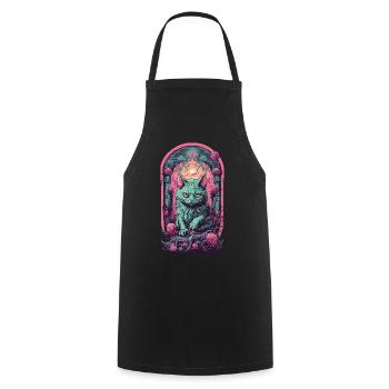 Gloomy Gothic Cat Halloween Aesthetic Cats - Cooking Apron - black - Front - AI Model Male 185 dark (185cm)