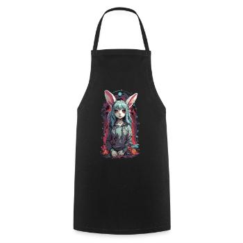 Goth Kemonomimi Bunny Anime Vaporwave Design - Tablier de cuisine - noir - Devant - AI Model Male 185 dark (185cm)