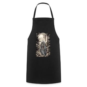 Retro Japan Yokai Skeleton Demon Ukiyo-E - Cooking Apron - black - Front - AI Model Male 185 dark (185cm)