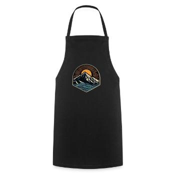 Bergsonne Wellen Patch - Kochschürze - Schwarz - Vorne - AI Model Male 185 dark (185cm)