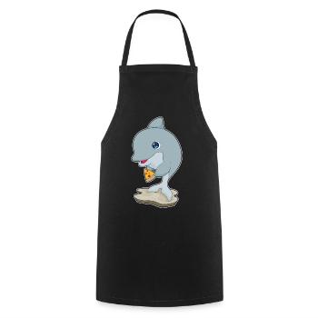 Dolphin Pizza - Cooking Apron - black - Front - AI Model Male 185 dark (185cm)