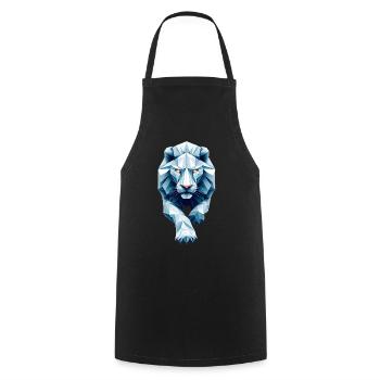 Blue White Lion Face Origami Geometric 3D - Cooking Apron - black - Front - AI Model Male 185 dark (185cm)