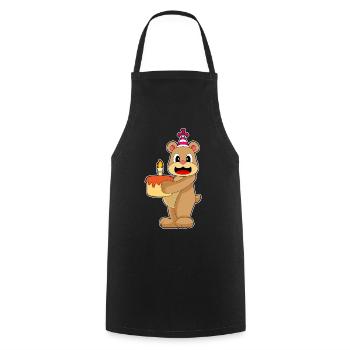 Gâteau d’anniversaire Ours - Tablier de cuisine - noir - Devant - AI Model Male 185 dark (185cm)